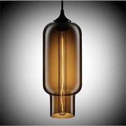 Lampada a sospensione retrò in vetro trasparente, singola testa, stile cafè