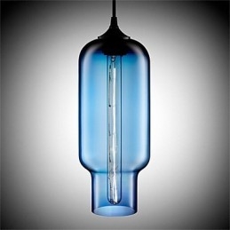 Lampada a sospensione retrò in vetro trasparente, singola testa, stile cafè