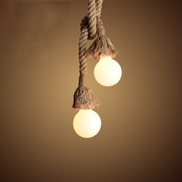 Lampada a sospensione mini retrò in tessuto giallo