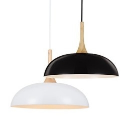 Mini lampada a sospensione moderna 1 luce bianco nero in alluminio e legno