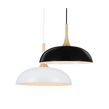 Mini lampada a sospensione moderna 1 luce bianco nero in alluminio e legno