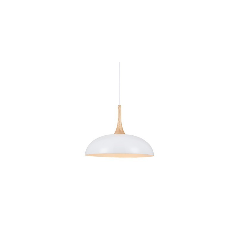 Mini lampada a sospensione moderna 1 luce bianco nero in alluminio e legno