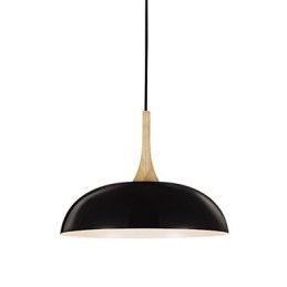 Mini lampada a sospensione moderna 1 luce bianco nero in alluminio e legno