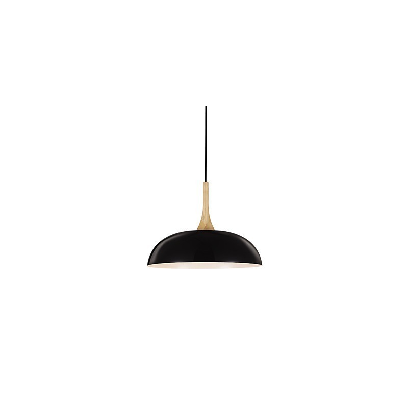 Mini lampada a sospensione moderna 1 luce bianco nero in alluminio e legno