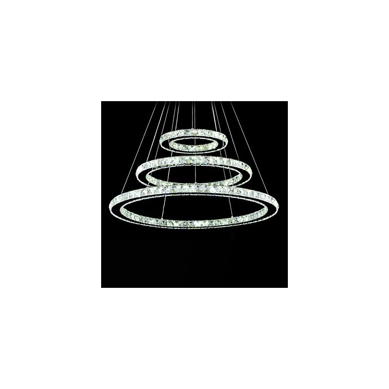 Lampadario rotondo moderno in cristallo dimmerabile con telecomando, luce bianco freddo