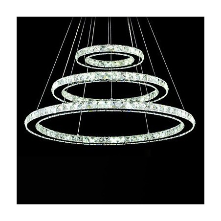 Lampadario rotondo moderno in cristallo dimmerabile con telecomando, luce bianco freddo