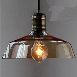 Lampada a sospensione in vetro grigio stile industriale retrò