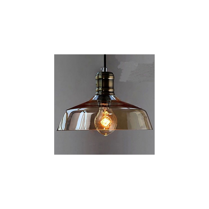 Lampada a sospensione in vetro grigio stile industriale retrò