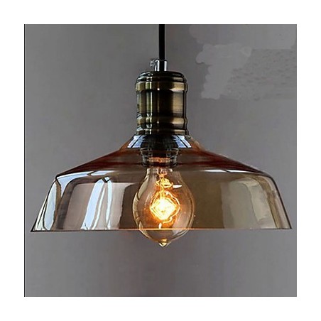 Lampada a sospensione in vetro grigio stile industriale retrò