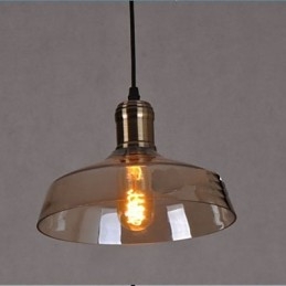 Lampada a sospensione in vetro grigio stile industriale retrò