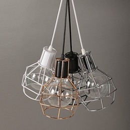 Lampada a sospensione in rete metallica moderna, nera, semplice