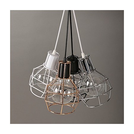 Lampada a sospensione in rete metallica moderna, nera, semplice