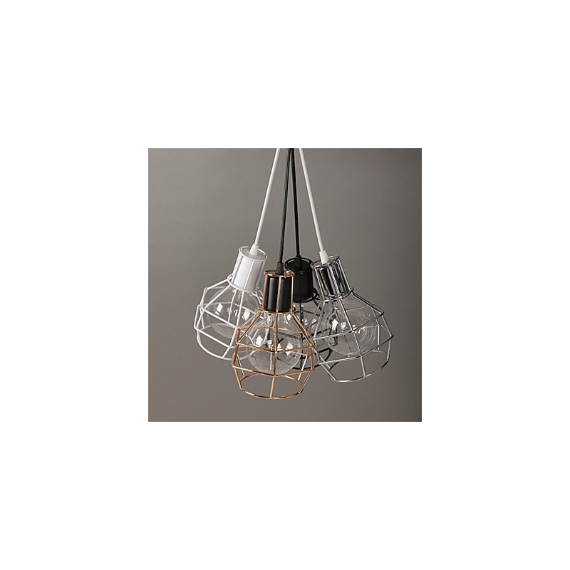 Lampada a sospensione in rete metallica moderna, nera, semplice