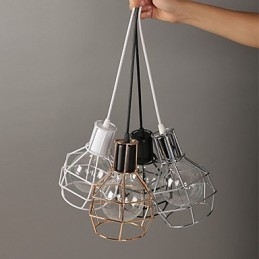 Lampada a sospensione in rete metallica moderna, nera, semplice