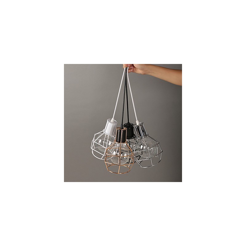 Lampada a sospensione in rete metallica moderna, nera, semplice