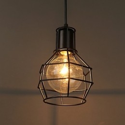 Lampada a sospensione in rete metallica moderna, nera, semplice