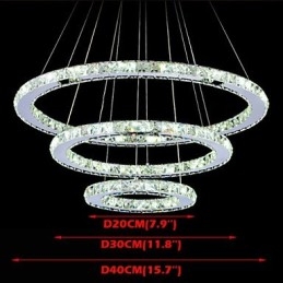 Lampadario rotondo moderno in cristallo dimmerabile con telecomando, luce bianco freddo