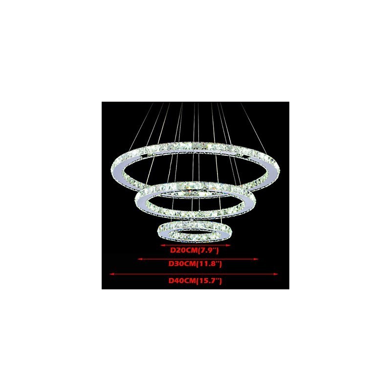 Lampadario rotondo moderno in cristallo dimmerabile con telecomando, luce bianco freddo