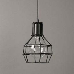 Lampada a sospensione in rete metallica moderna, nera, semplice