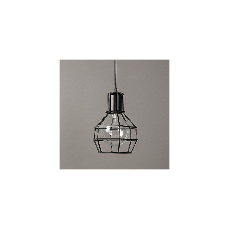 Lampada a sospensione in rete metallica moderna, nera, semplice