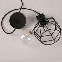 Lampada a sospensione in rete metallica moderna, nera, semplice