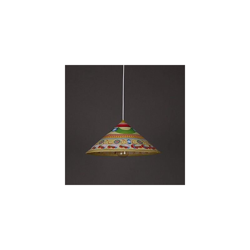 Lampadario a sospensione in bambù a forma di cappello da tè