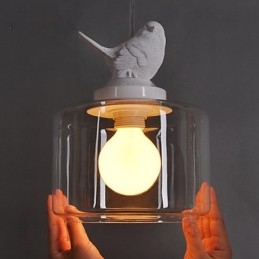 Lampada a sospensione in vetro moderna mini bianca trasparente E26/E27