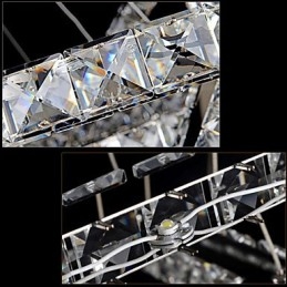 Lampadario rotondo moderno in cristallo dimmerabile con telecomando, luce bianco freddo