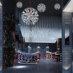 Lampadario a sospensione mini lanterna globo bianco in acrilico 65 cm