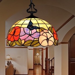 Lampadario a sospensione in vetro colorato rustico vintage