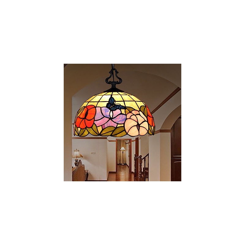 Lampadario a sospensione in vetro colorato rustico vintage