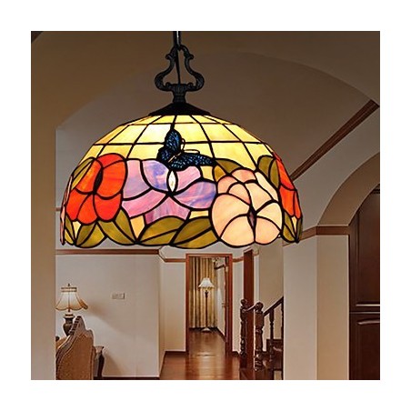 Lampadario a sospensione in vetro colorato rustico vintage