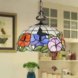 Lampadario a sospensione in vetro colorato rustico vintage