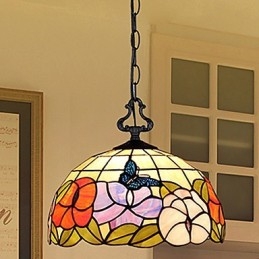 Lampadario a sospensione in vetro colorato rustico vintage