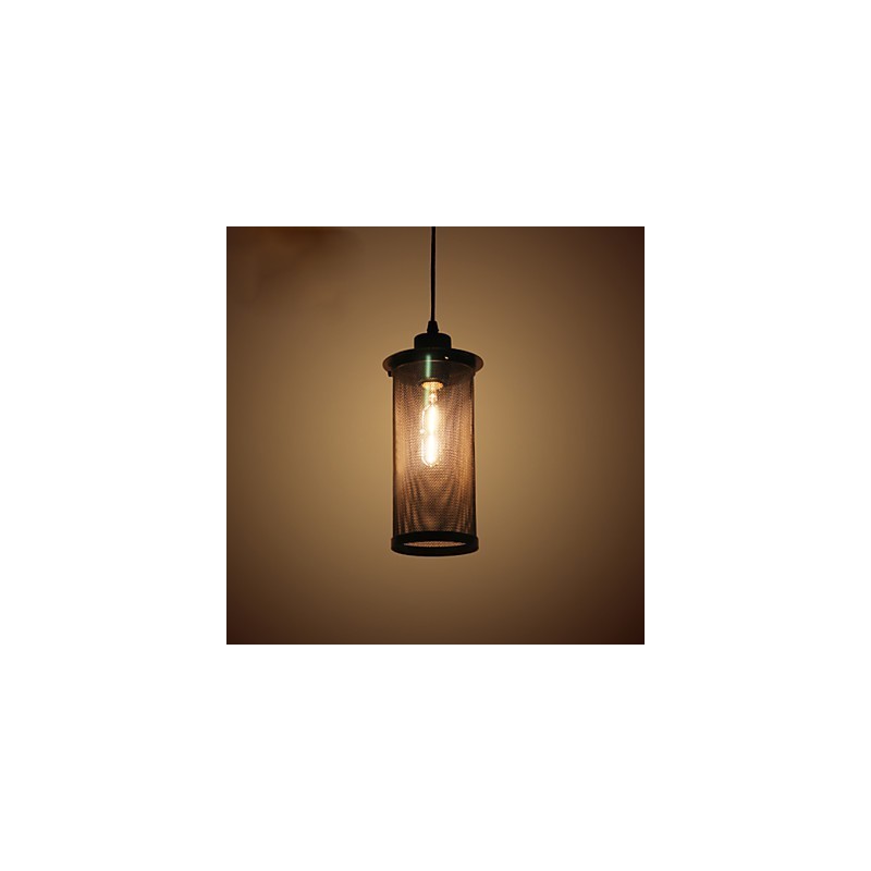 Lampada a sospensione in rete metallica nera stile retrò, 3 luci E26/E27, 24 cm