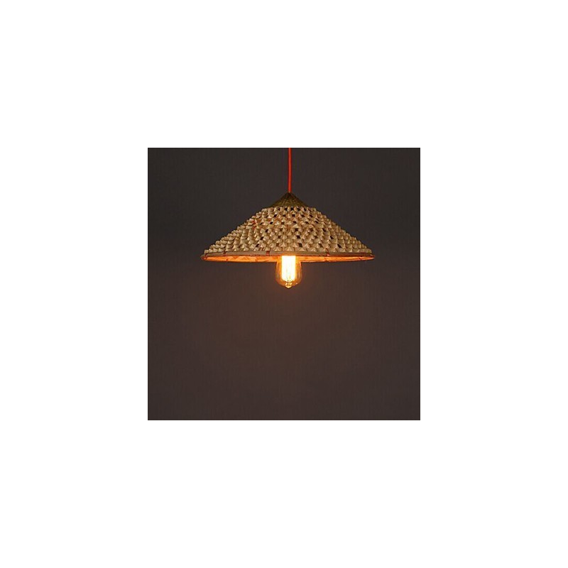 Lampadario a sospensione vintage in paglia e bambù