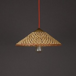 Lampadario a sospensione vintage in paglia e bambù