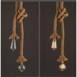 Lampada a sospensione in corda di canapa 100 cm con 1 lampadina E26/E27