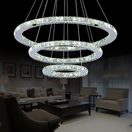 Lampadario rotondo moderno in cristallo dimmerabile con telecomando, luce bianco freddo