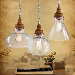 Lampada a sospensione con cristalli effetto legno nichel finitura, 3 lampadine