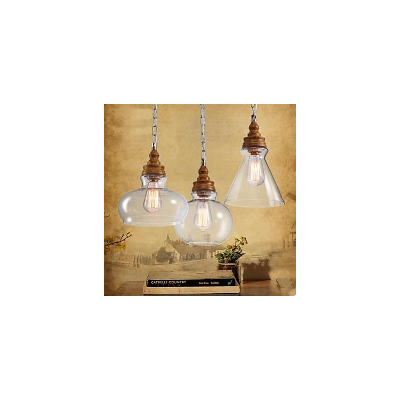 Lampada a sospensione con cristalli effetto legno nichel finitura, 3 lampadine