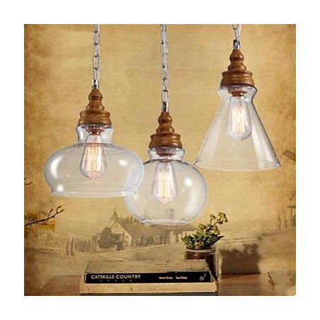 Lampada a sospensione con cristalli effetto legno nichel finitura, 3 lampadine