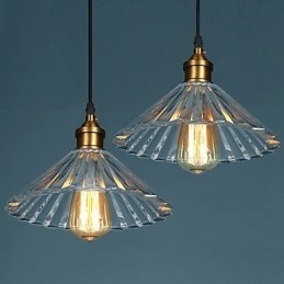 Lampada a sospensione moderna in vetro trasparente, 3 luci E26/E27