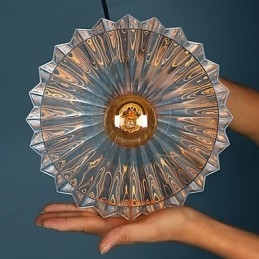 Lampada a sospensione moderna in vetro trasparente, 3 luci E26/E27