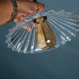 Lampada a sospensione moderna in vetro trasparente, 3 luci E26/E27