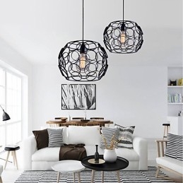 Lampada a sospensione moderna contemporanea stile lanterna country in metallo nero, 3 luci