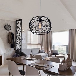 Lampada a sospensione moderna contemporanea stile lanterna country in metallo nero, 3 luci