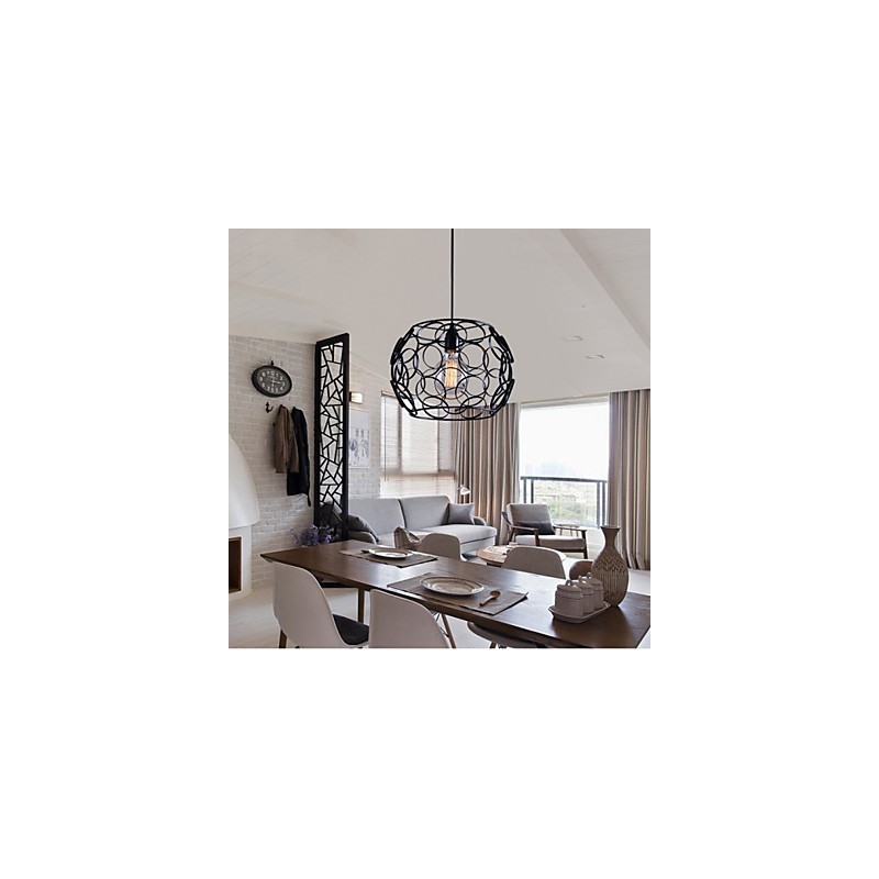 Lampada a sospensione moderna contemporanea stile lanterna country in metallo nero, 3 luci