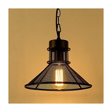 Lampada a sospensione retro American Cafe Terrace nera con griglia Droplight