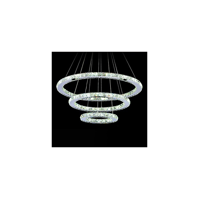 Lampadario rotondo moderno in cristallo dimmerabile con telecomando, luce bianco freddo
